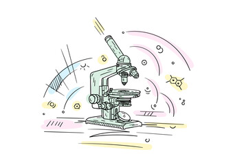 microscope concept for education, business, science. hand drawn microscope. doodle microscope