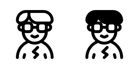 Editable person with bowl haircut and glasses avatar vector icon. User, profile, identity, persona. Part of a big icon set family. Perfect for web and app interfaces, presentations, infographics, etc