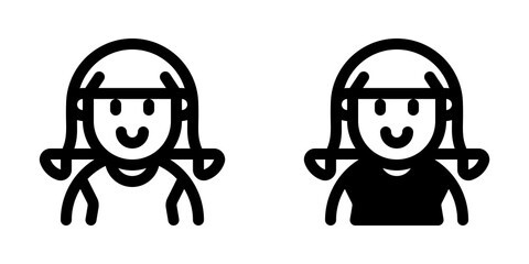 Editable girl with ponytail hair avatar vector icon. User, profile, identity, persona. Part of a big icon set family. Perfect for web and app interfaces, presentations, infographics, etc