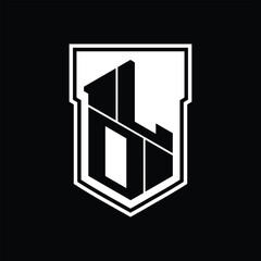 LD Logo monogram hexagon geometric up and down inside shield isolated style design template