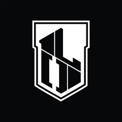 LO Logo monogram hexagon geometric up and down inside shield isolated style design template