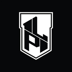 LP Logo monogram hexagon geometric up and down inside shield isolated style design template