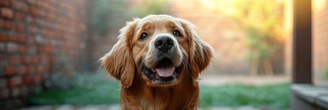 Portrait Cute Golden Retriever Dog Sitting, Desktop Wallpaper Backgrounds, Background HD For Designer
