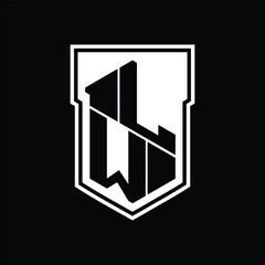 LW Logo monogram hexagon geometric up and down inside shield isolated style design template