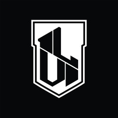 LV Logo monogram hexagon geometric up and down inside shield isolated style design template