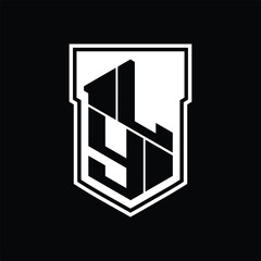 LY Logo monogram hexagon geometric up and down inside shield isolated style design template