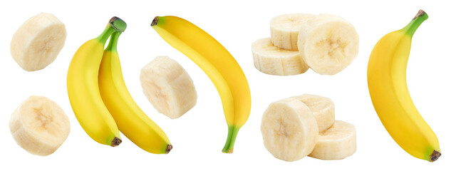 Ripe banana fruit slice isolated