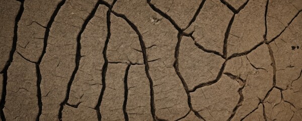 The texture of the land that has split into large strata due to the drought