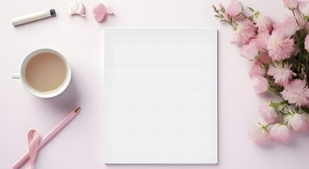 blank note paper and flower ai generative
