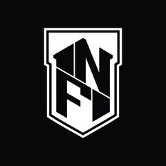 NF Logo monogram hexagon geometric up and down inside shield isolated style design template