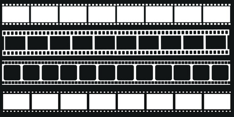Vintage film strips, negative and positive frames. Ideal for cinema, photography concept, design element, background or texture. High contrast, detailed perforations