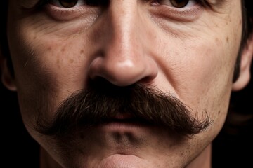 Fototapeta premium Mustache handsome male face. Serious masculine facial man hair. Generate ai