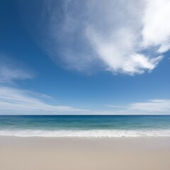 Obraz premium tropical beach panorama, seascape with a wide horizon, showcasing the beautiful expanse of the sky meeting the sea