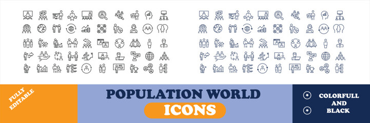 Population icons Pixel perfect. Man, team, transfert, .... - obrazy, fototapety, plakaty