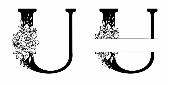 Alphabet Split Monogram, Split Letter Monogram, Alphabet Frame Font. Laser cut template. Initial monogram letters.
