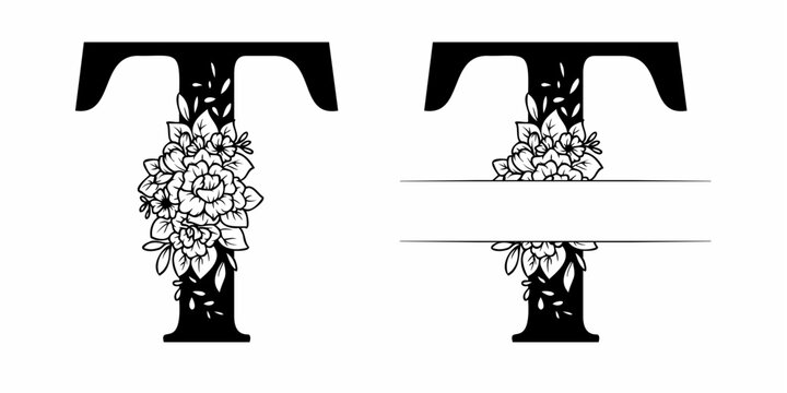 Alphabet Split Monogram, Split Letter Monogram, Alphabet Frame Font. Laser cut template. Initial monogram letters.