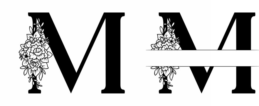 Alphabet Split Monogram, Split Letter Monogram, Alphabet Frame Font. Laser cut template. Initial monogram letters.