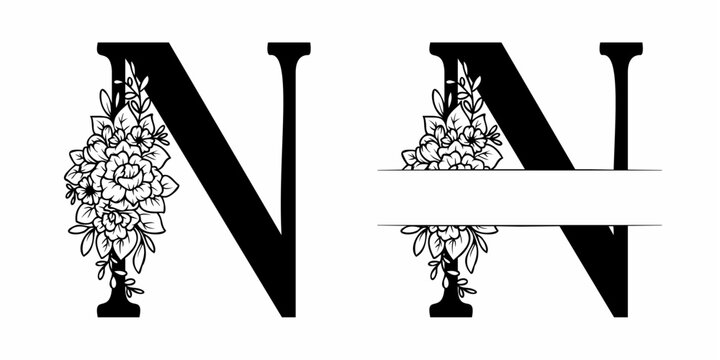 Alphabet Split Monogram, Split Letter Monogram, Alphabet Frame Font. Laser cut template. Initial monogram letters.