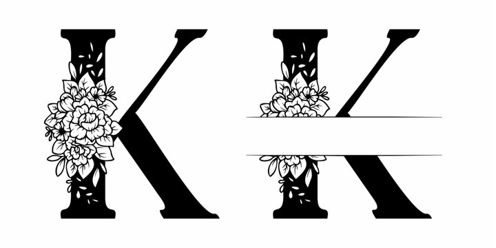 Alphabet Split Monogram, Split Letter Monogram, Alphabet Frame Font. Laser cut template. Initial monogram letters.