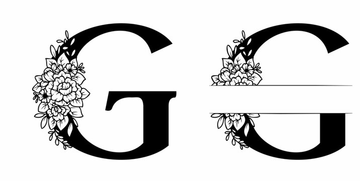 Alphabet Split Monogram, Split Letter Monogram, Alphabet Frame Font. Laser cut template. Initial monogram letters.