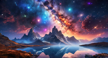 Naklejka premium Awesome Nature beauty silhouettes against majestic skies