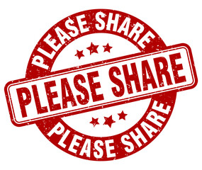 please share stamp. please share label. round grunge sign
