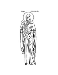 Fototapeta na wymiar Saint Elizabeth. Coloring page in Byzantine style on white background