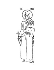 Fototapeta premium Saint Nonna of Nazianzus (name english). Coloring page in Byzantine style on white background