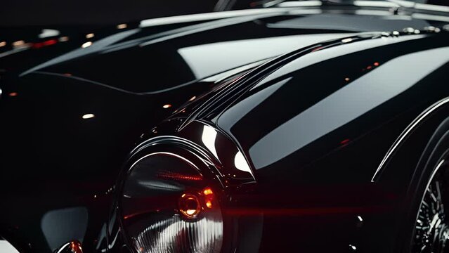 The striking and bold shape of the vintage cars headlight capturing the eye with its timeless and refined design.
