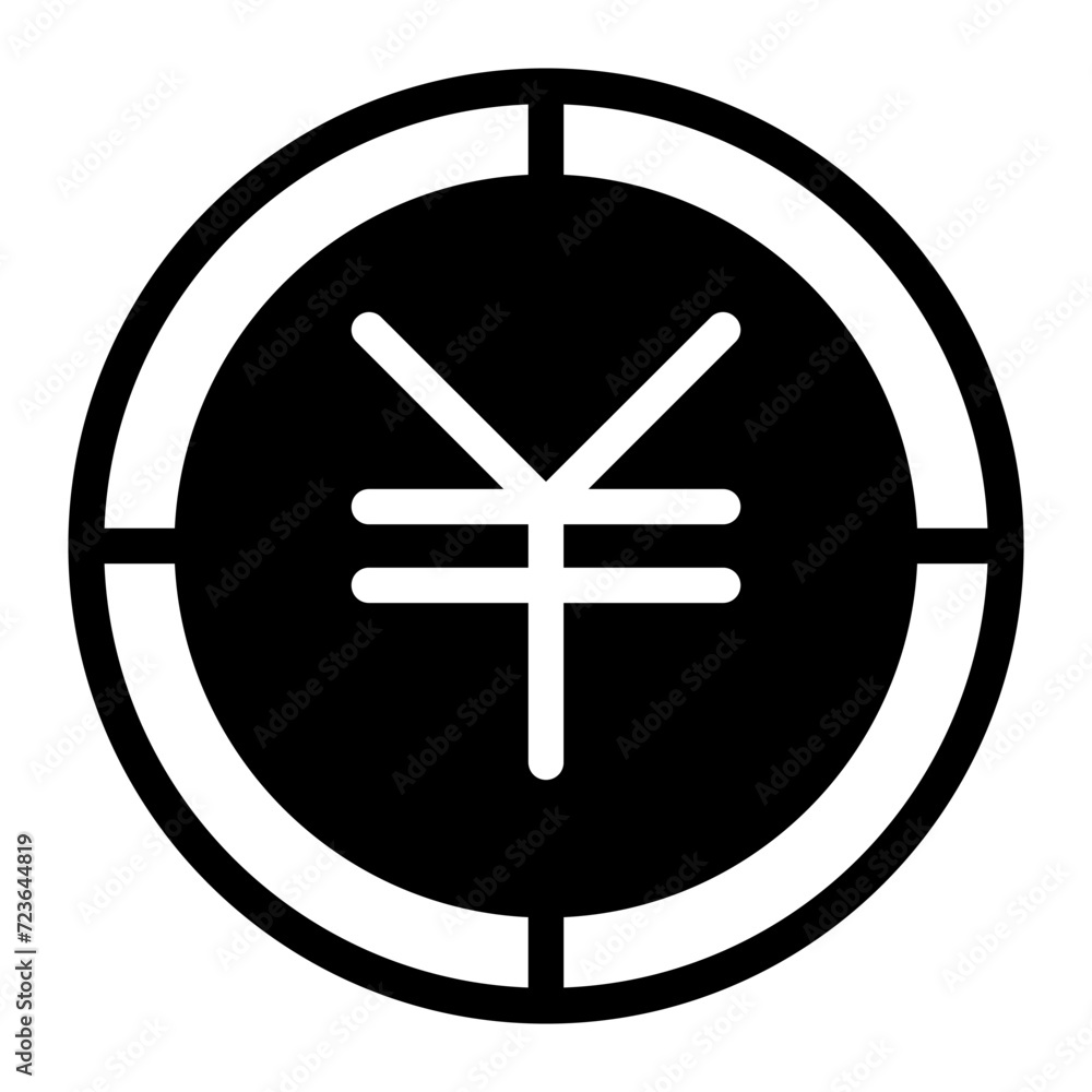 Poster yuan coin icon solid style vector illustration graphic icon for web, ui and app mobile design isolat