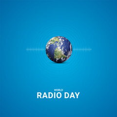 World Radio Day creative design for social media banner, poste, Creative radio day. 3D Illustration