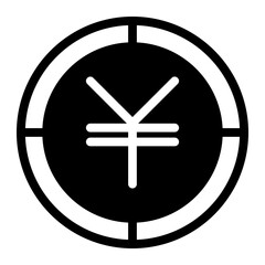 Yen Coin flat icon. Vector black and white illustration. Pictogram is isolated on a white background. Designed for web and software interfaces.