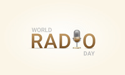 World Radio Day creative design for social media banner, poster 3D Illustration