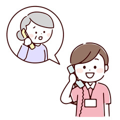 訪問看護師へ相談しているシニア女性