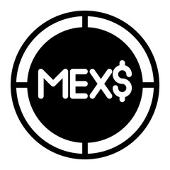 MEX stamp flat icon. Vector illustration. Simple black symbol coins on white background.