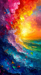 Abstract oil paint background. Oil paints on canvas. Multicolored background.