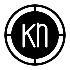 KN Croatian kuna flat icon. Pictogram is isolated on a white background. Designed for web and software interfaces.