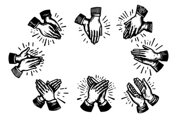 doodle hands up,Hands clapping. applause gestures. clapping. vector illustration