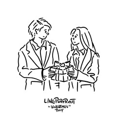 プレゼントを手に持つ女性と男性