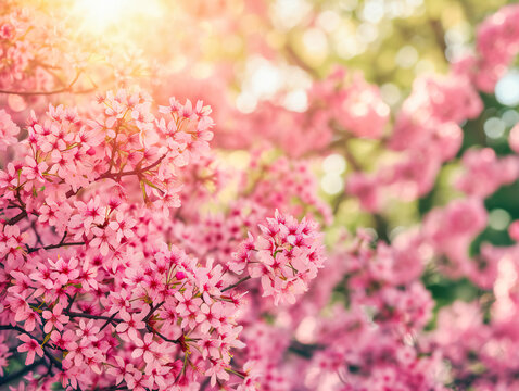 Nature Blossoming Flowers Spring Cherry: Pink Beauty Background Tree with Floral Blooming Springtime Plant Petal Japan