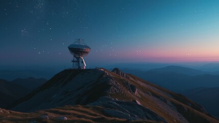 Radio telescopes and the Milky Way at night. - obrazy, fototapety, plakaty