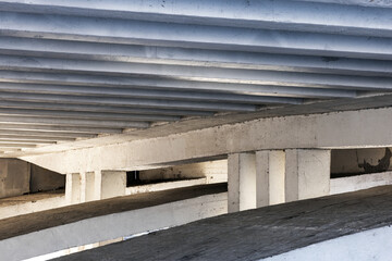 Concrete details of an overhead bridge, girders and pillars