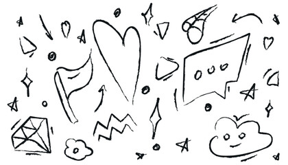 Charcoal hand drawn pencil arrows.