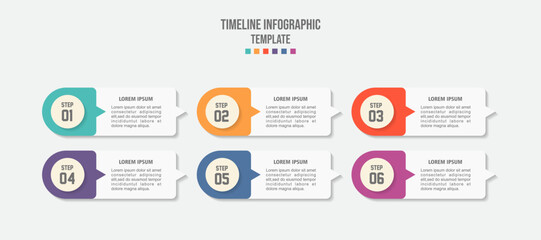 Vector Infographic label design template with icons and 6 options or steps. Can be used for process diagram, presentations, banner, info graph.