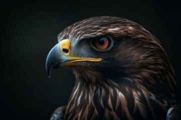 Portrait brown eagle raptor. Avian wildlife hunter fauna species. Generate ai
