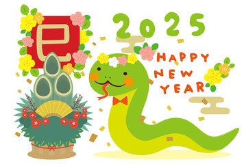 干支へびのお正月　年賀状イラスト