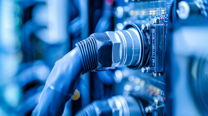 Technology Equipment Electronic Industrial Computer: Processor Modern Engineering Digital with Production Circuit Board Macro