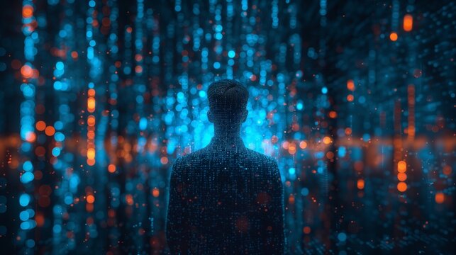 man in binary code - Powered by Adobe