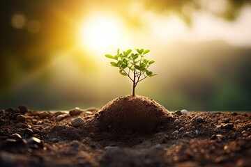 Growing New Life - A sapling sprouts from the ground
