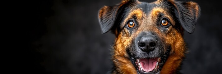 Happy German Shepherd Mix Breed Dog, Desktop Wallpaper Backgrounds, Background HD For Designer - obrazy, fototapety, plakaty